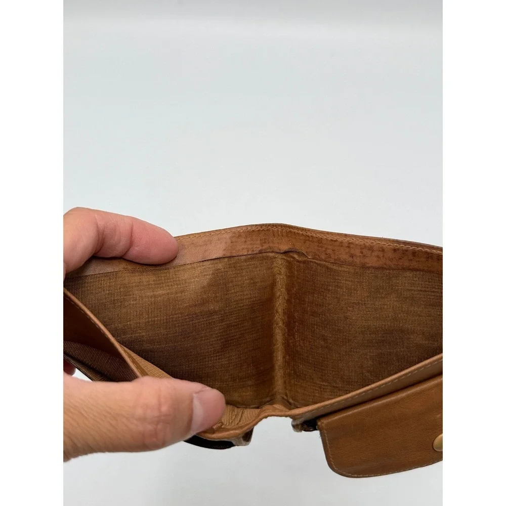 CELINE M06 Vintage Macadam Bifold Wallet Brown Leather Trim Coin Pocket AS IS